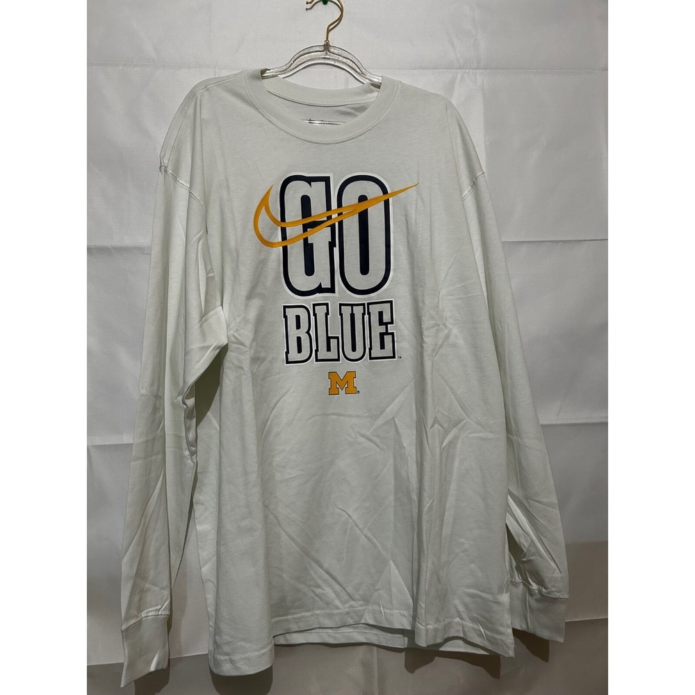Michigan Wolverines Go Blue Performance Nike T-Shirt Men's 2XL White Football